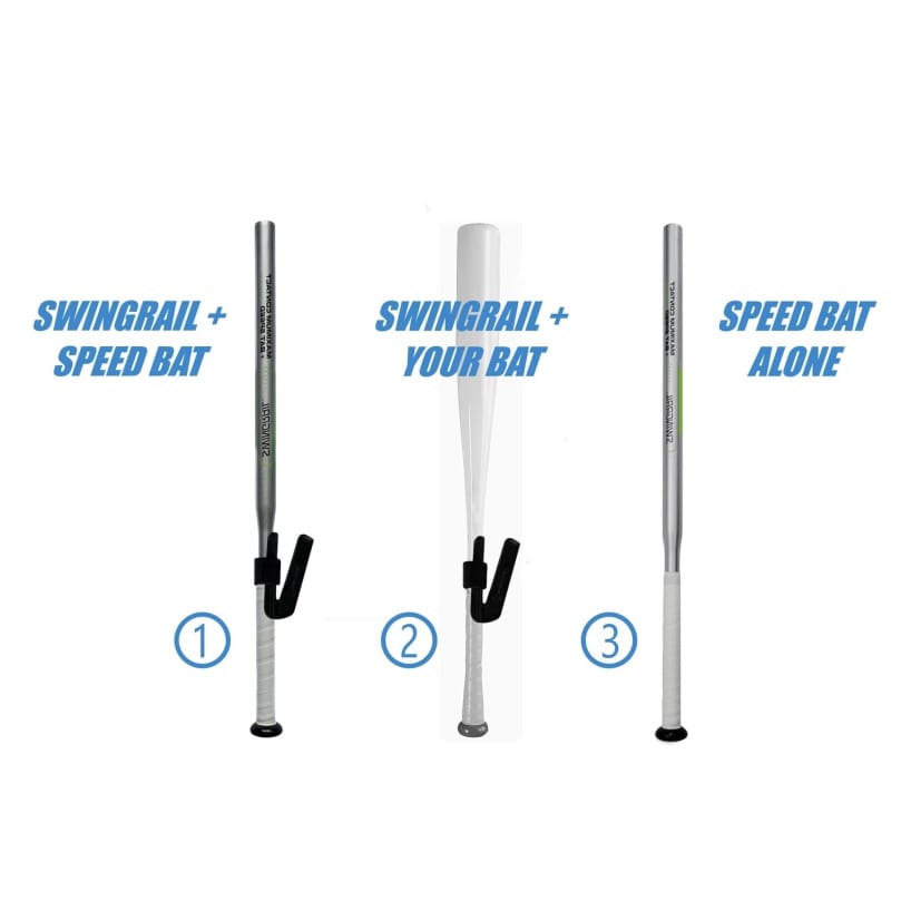 swingrail swing trainer bat combo 3 products in 1