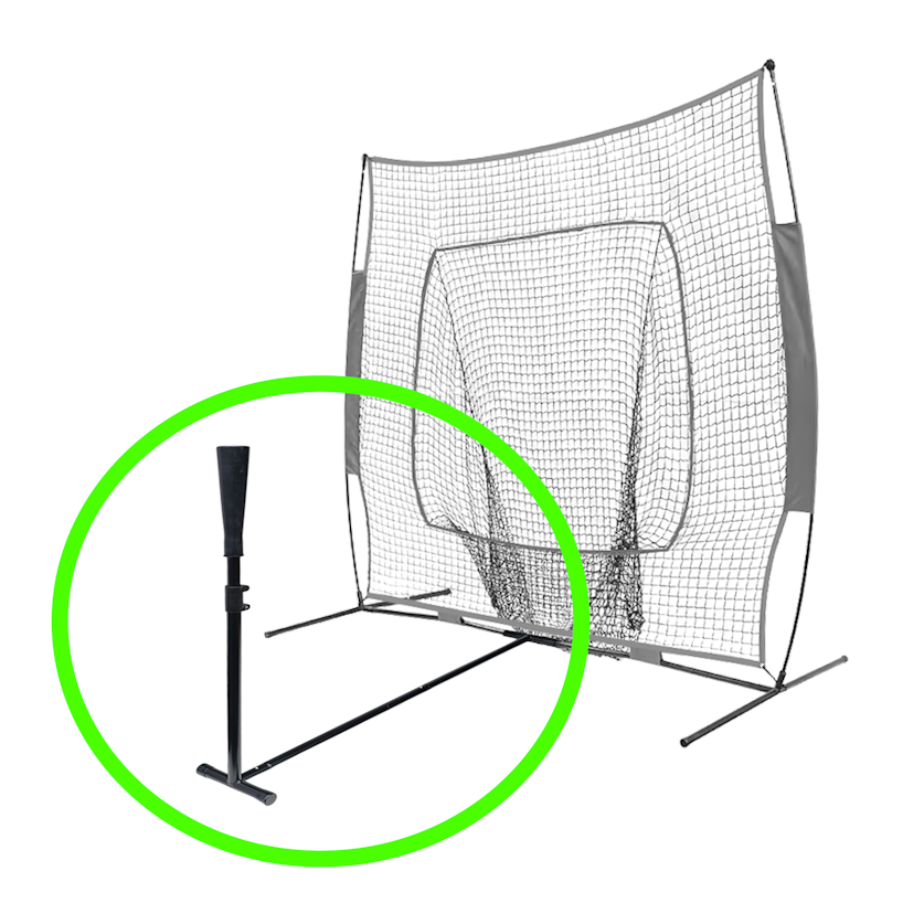 batting tee attaches to any practice net , fits in most net carry bags, adjusts from 27" to 37", quick assembly, designed for ages 5 to 12